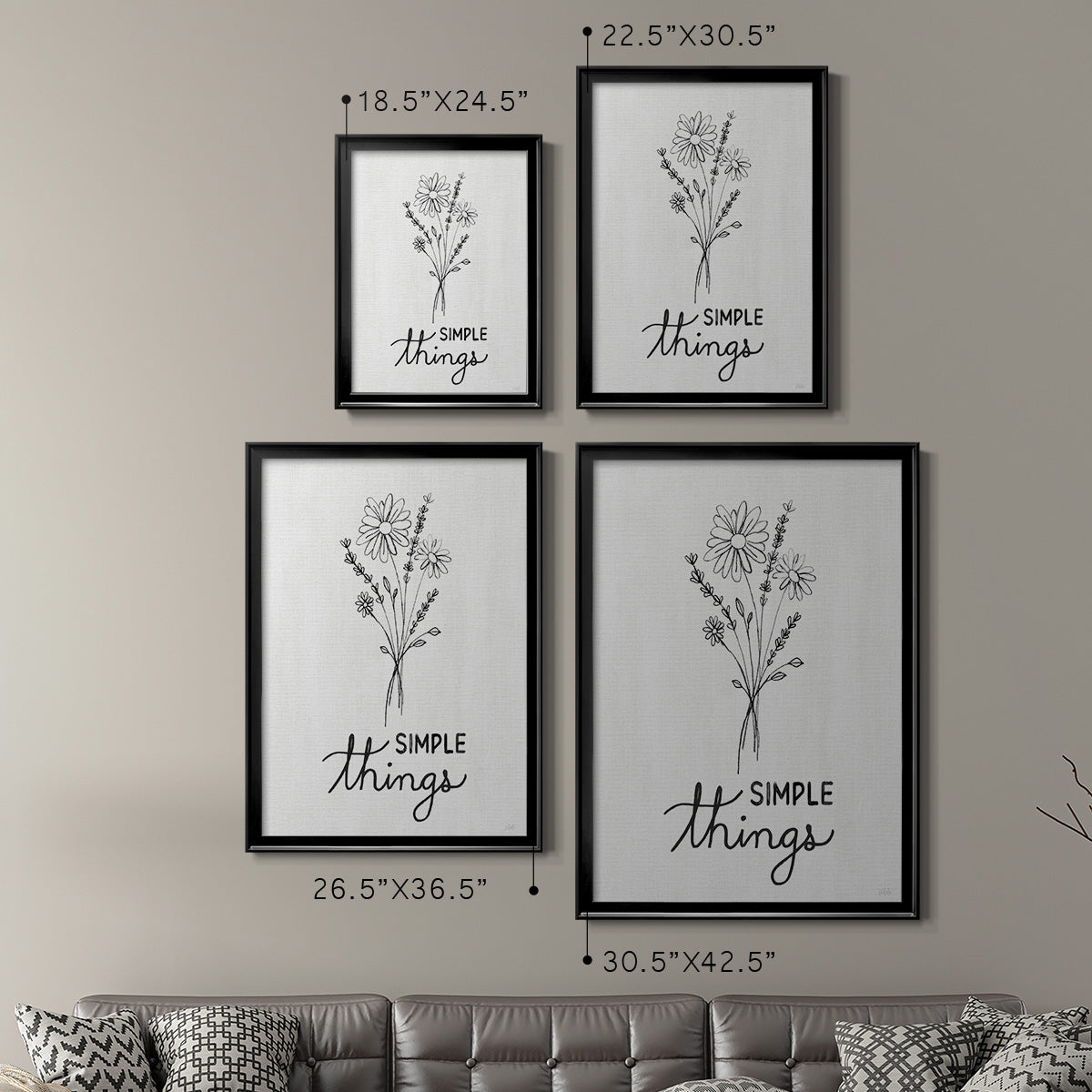 Simple Things Sketch - Modern Framed Canvas Print