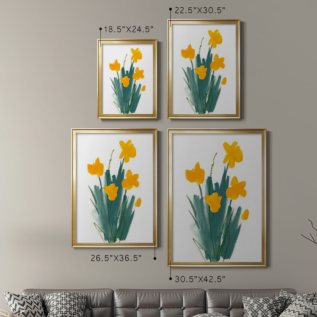 Daffodil Bunch II - Modern Framed Canvas Print