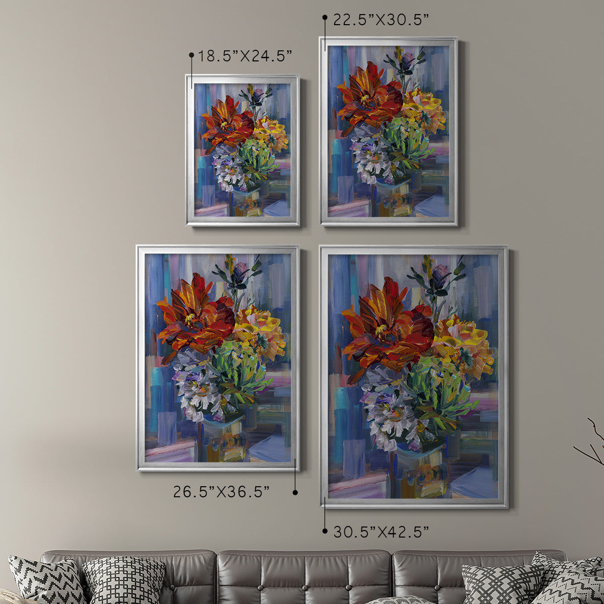 Modern Bouquet - Modern Framed Canvas Print
