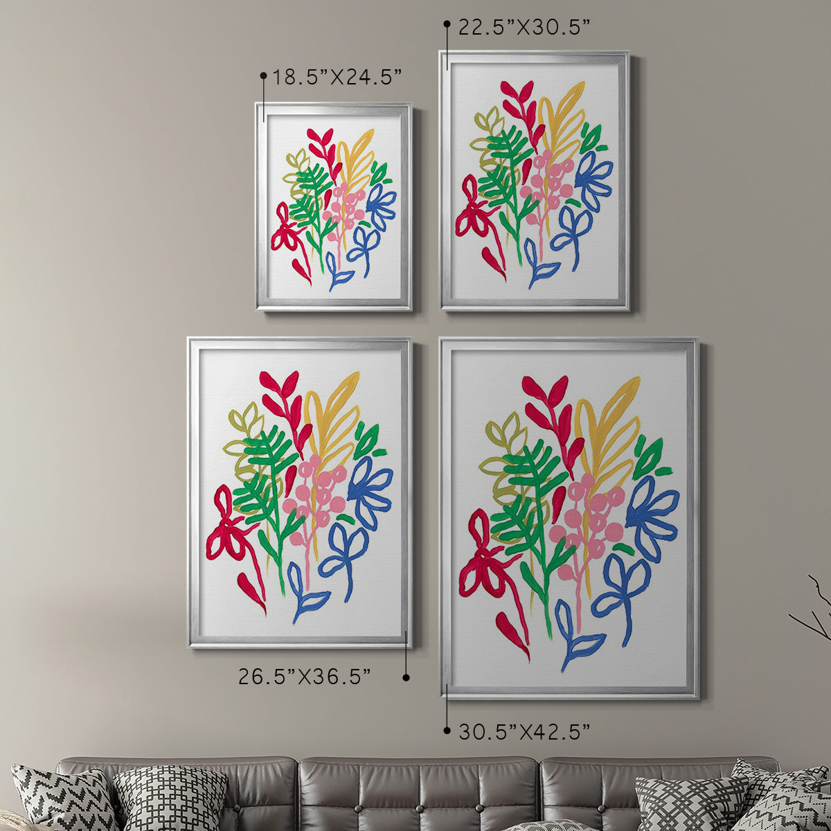 Bold Brushstroke Blooms II - Modern Framed Canvas Print