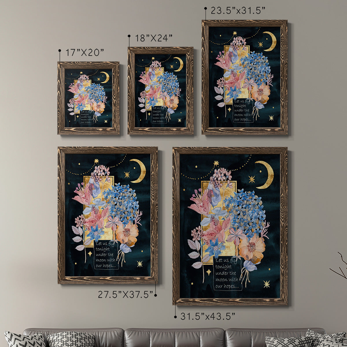 Moonlight Flowers I - Premium Framed Canvas 2 Piece Set - Ready to Hang