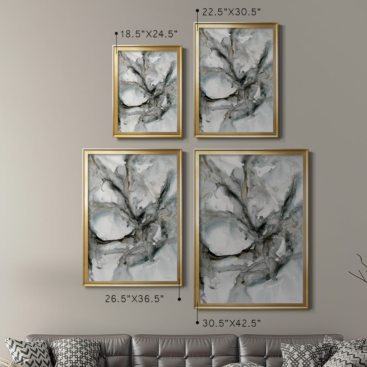 Marble Harmony - Modern Framed Canvas Print
