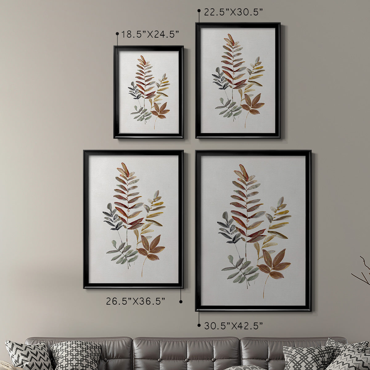 Autumn Leaves I - Modern Framed Canvas Print