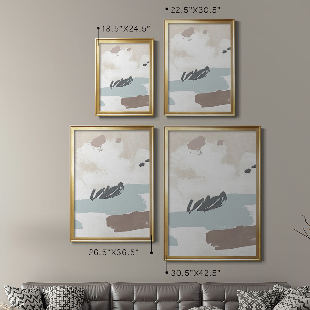 Neutral Wash II - Modern Framed Canvas Print