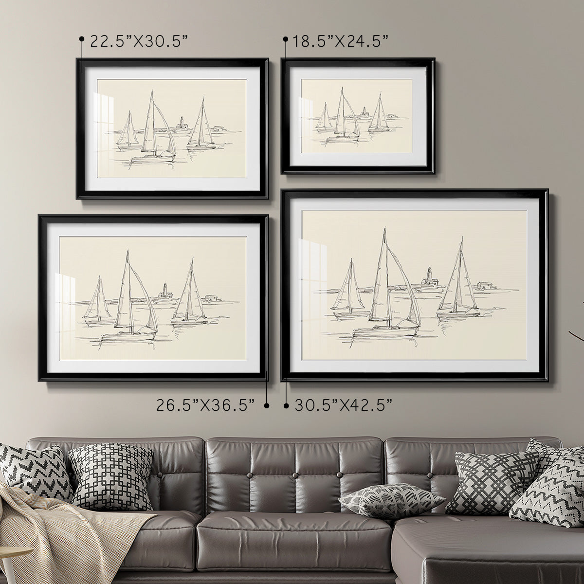 Coastal Contour Sketch II - Modern Framed Art Print