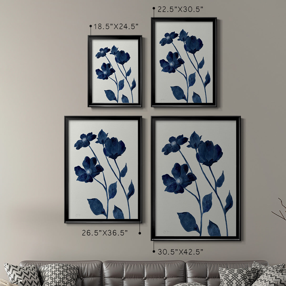Indigo Bloom I - Modern Framed Canvas Print