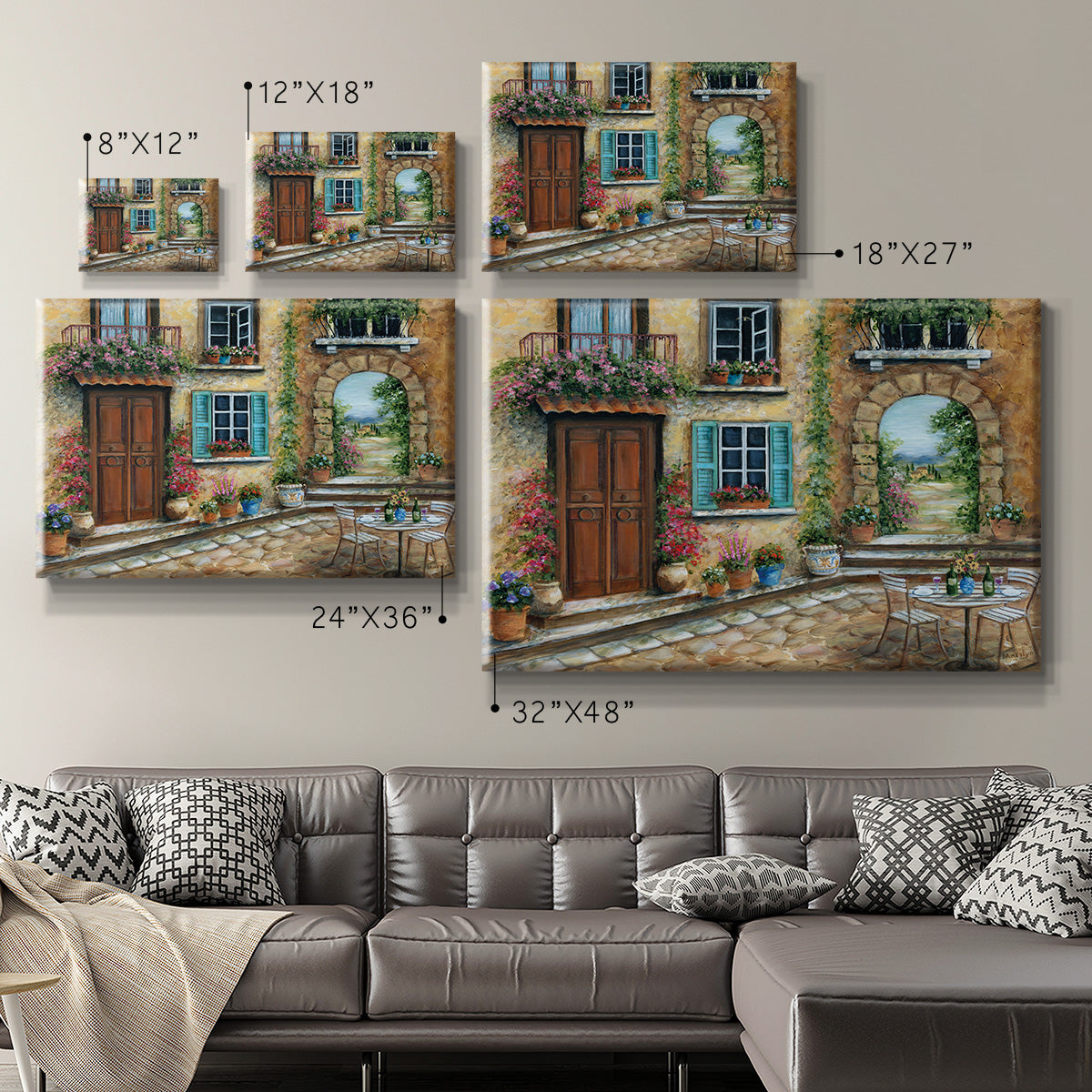 Tuscan Courtyard Premium Gallery Wrapped Canvas - Ready to Hang