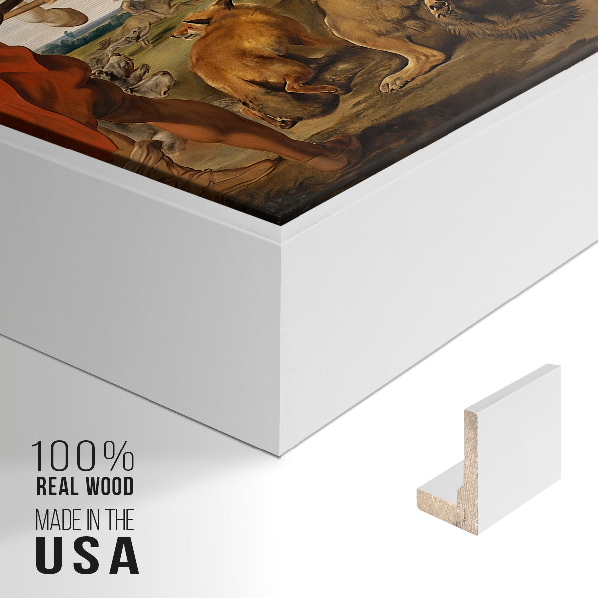 The Wolf and Fox Hunt, c. 1616 - Floater Framed Canvas Print