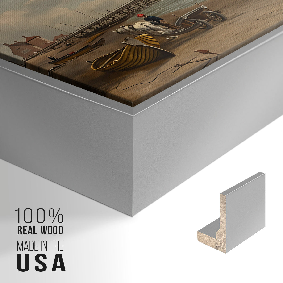 Yarmouth Jetty, 1822 - Floater Framed Canvas Print
