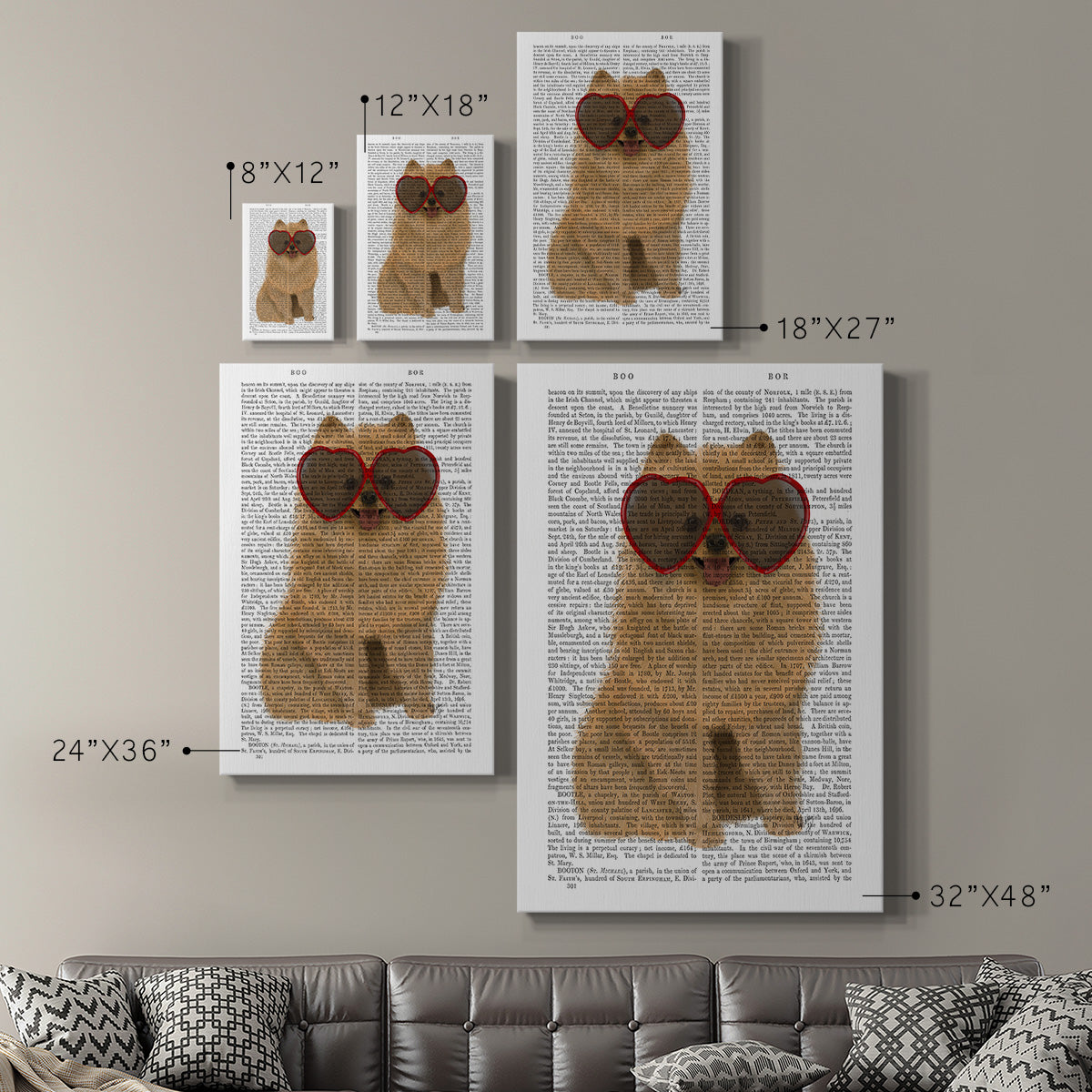 Pomeranian and Heart Glasses Premium Gallery Wrapped Canvas - Ready to Hang