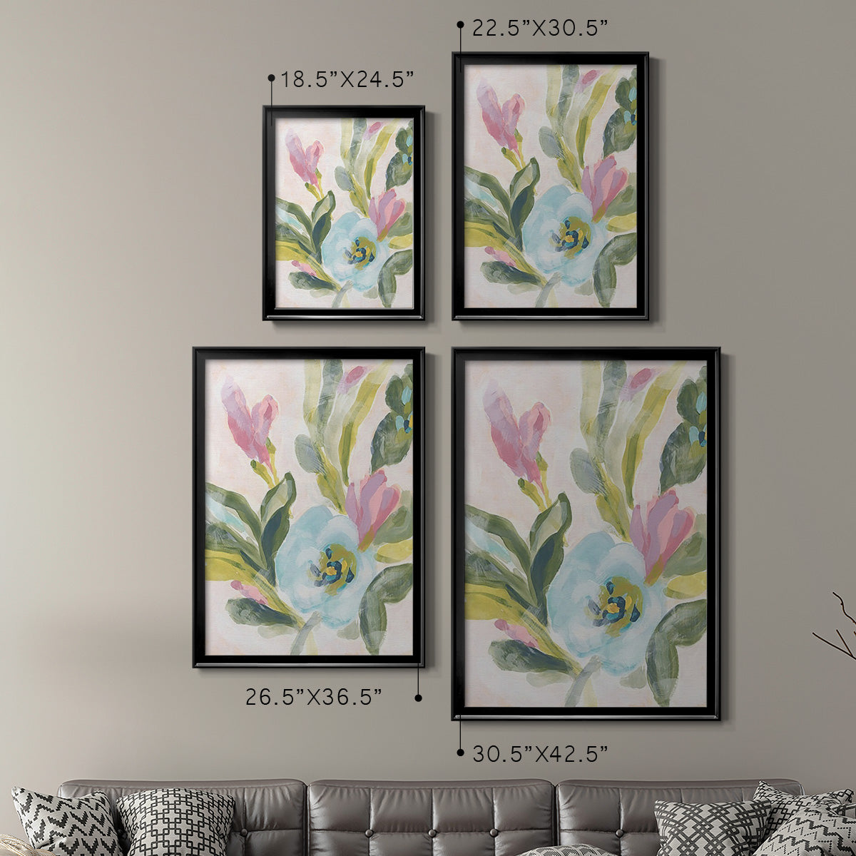 Floral Breeze Fresco  II - Modern Framed Canvas Print