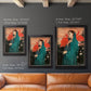 Impressionist portrait of a young woman with an ibis by Edgar Degas in an ornate black frame with gilded inner detail shown in multiple vertical size options.