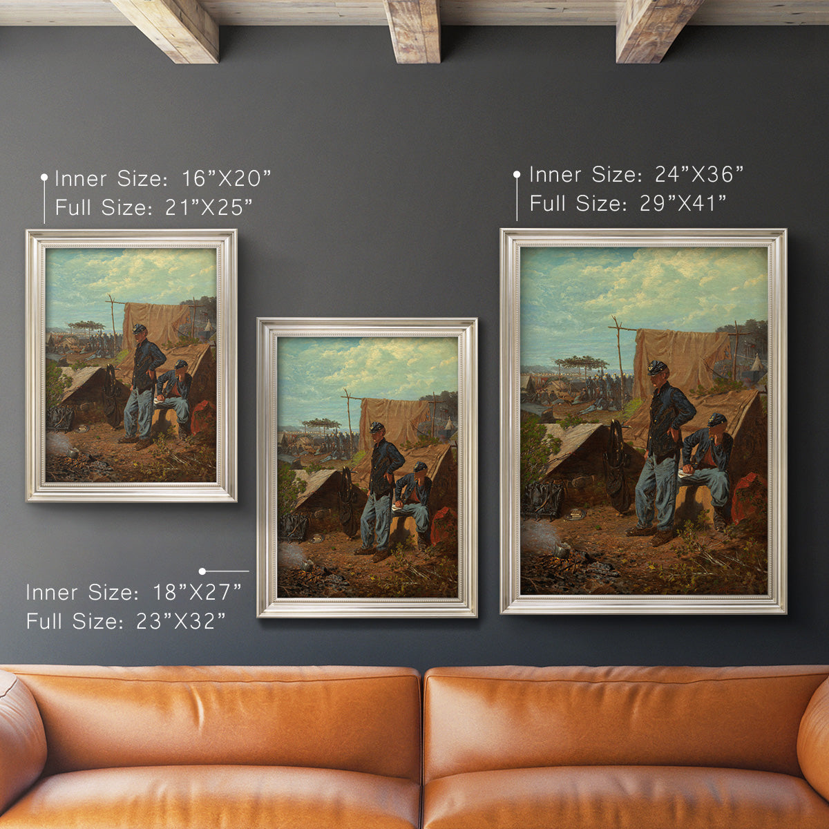 American genre scene of domestic life by Winslow Homer in an ornate champagne frame shown in multiple vertical size options.