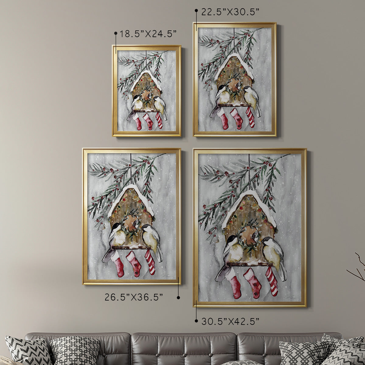 Winter Birds - Modern Framed Canvas Print