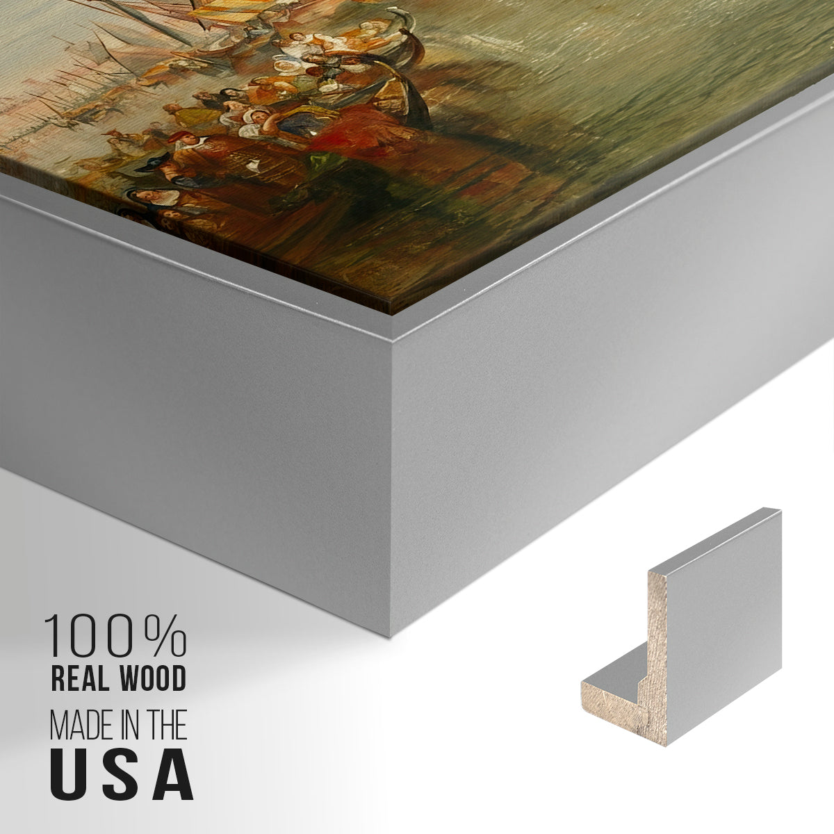 Venice: The Dogana and San Giorgio Maggiore, 1834 - Floater Framed Canvas Print