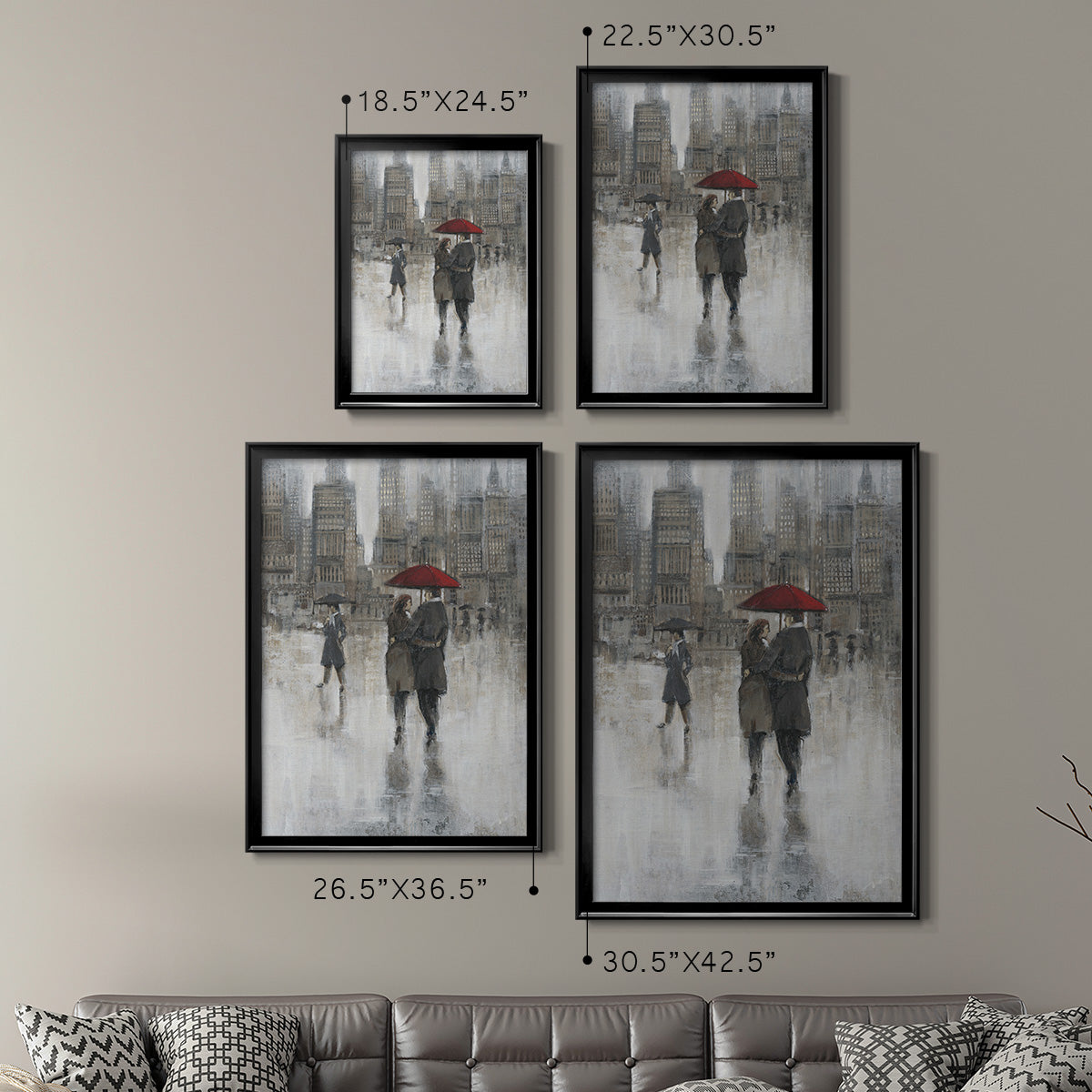 Rain in The City II - Modern Framed Canvas Print