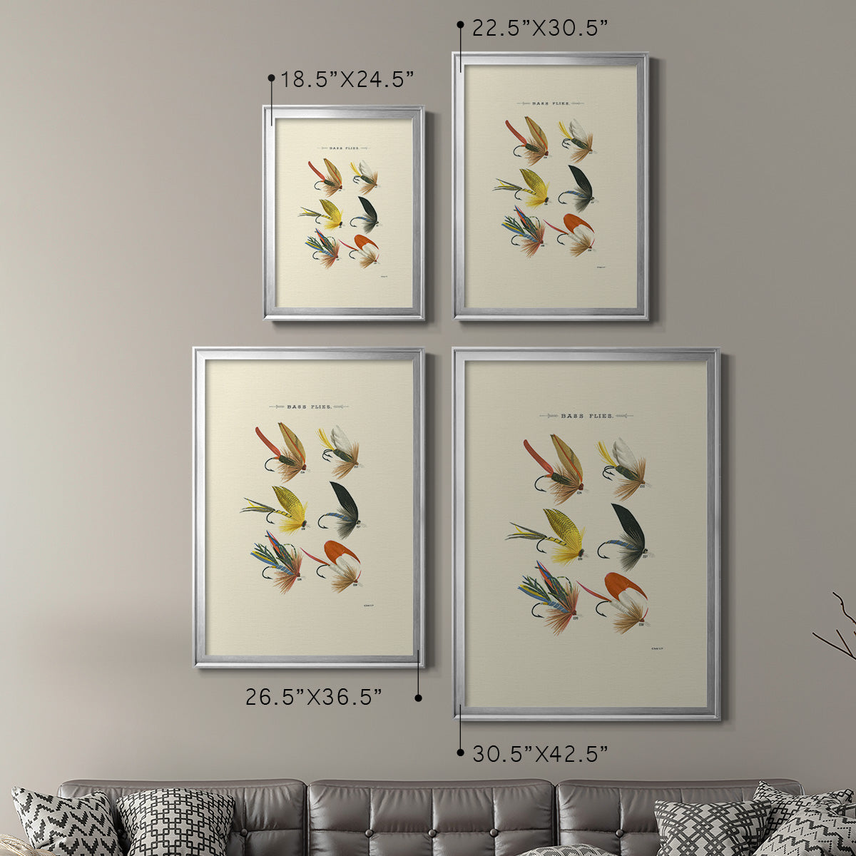 Bass Flies I - Modern Framed Canvas Print