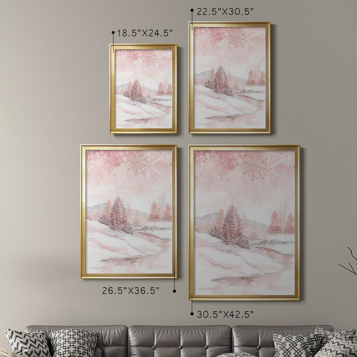 Blush Winter - Modern Framed Canvas Print