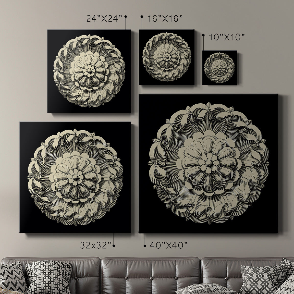 Black and Tan Rosette IV - Canvas Art Print