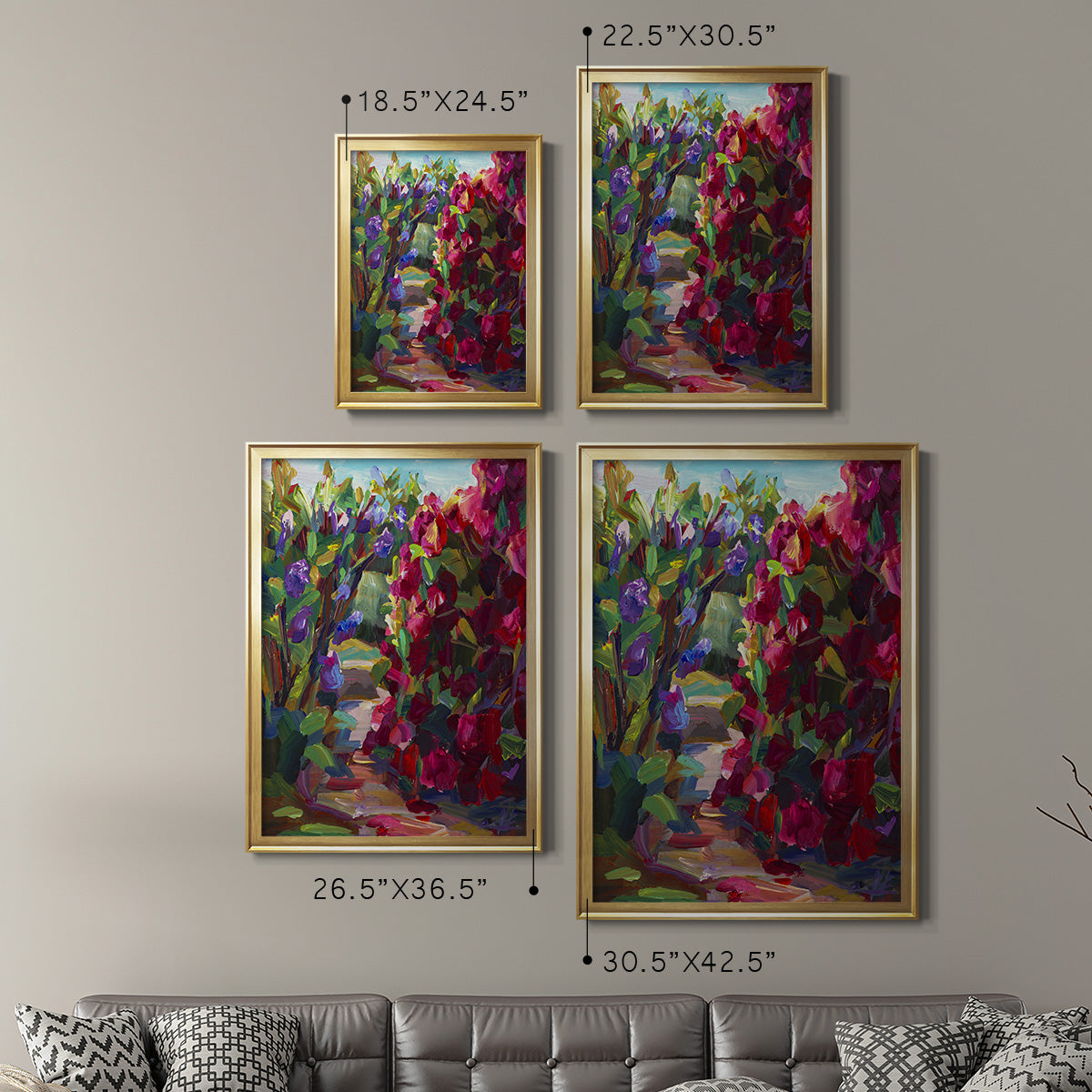 Lilacs & Rhodies - Modern Framed Canvas Print