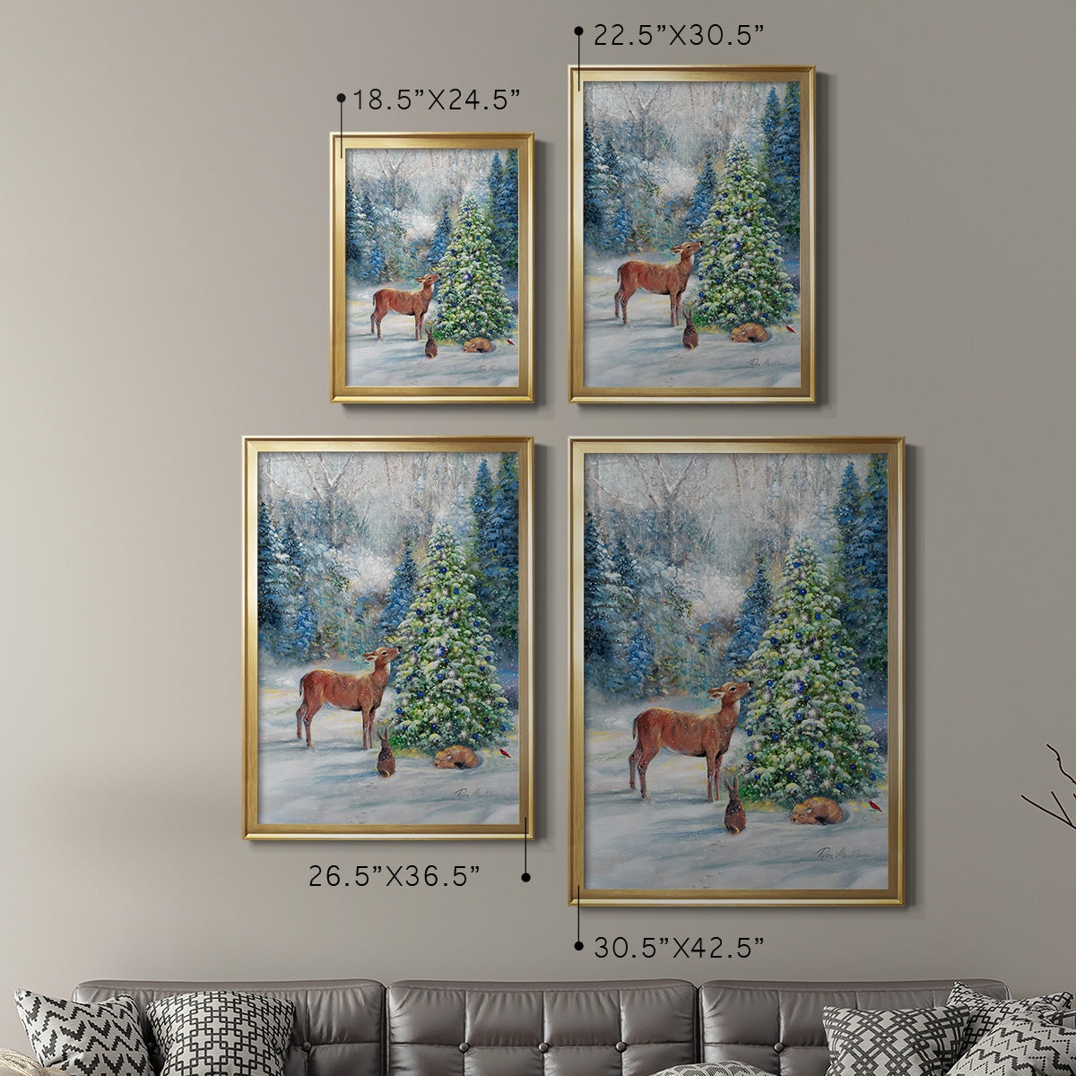 Winter Gathering - Modern Framed Canvas Print