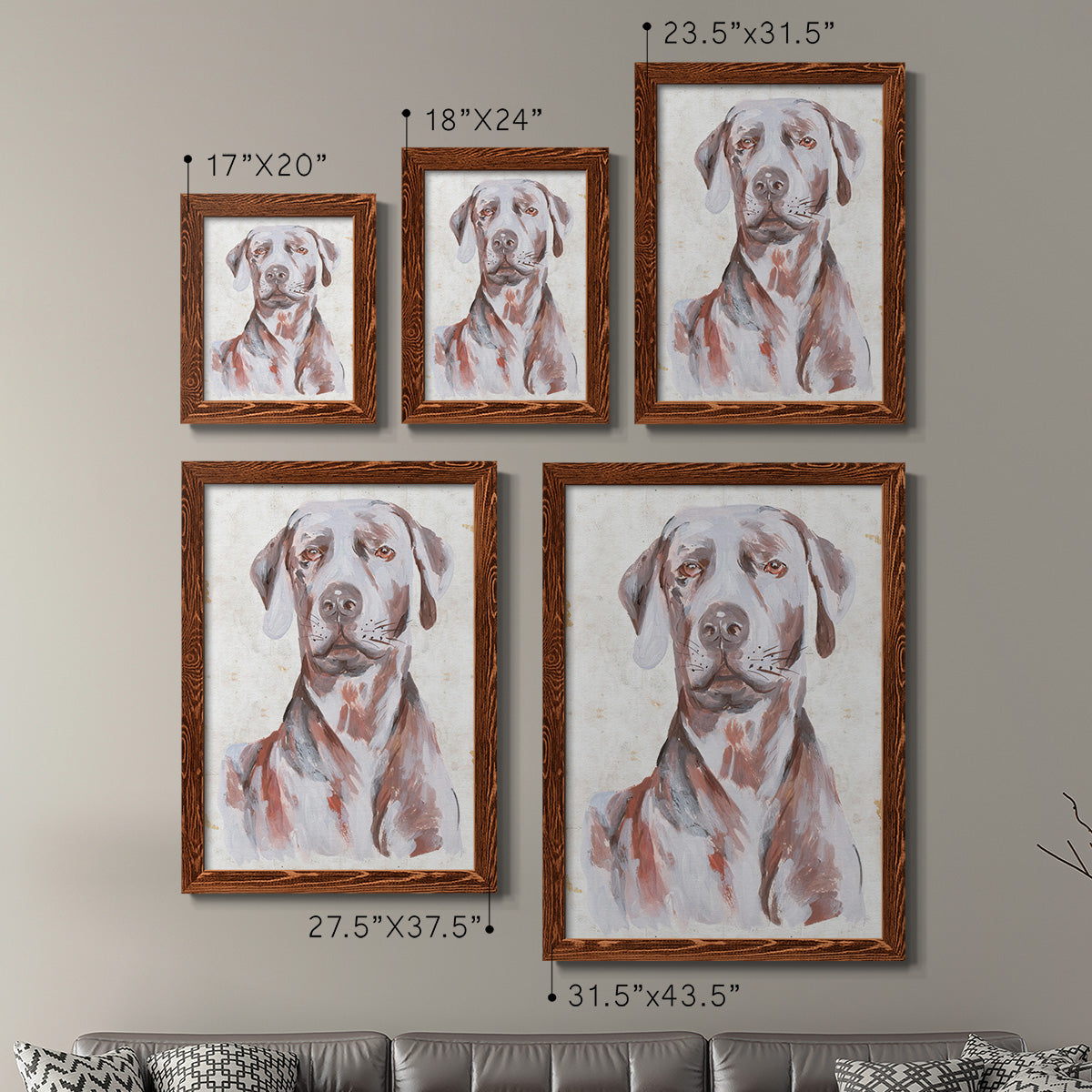 Sitting Dog I - Premium Framed Canvas 2 Piece Set - Ready to Hang