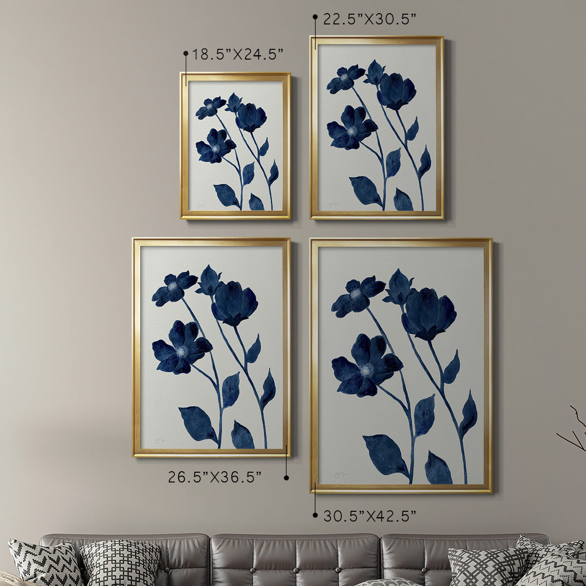 Indigo Bloom I - Modern Framed Canvas Print