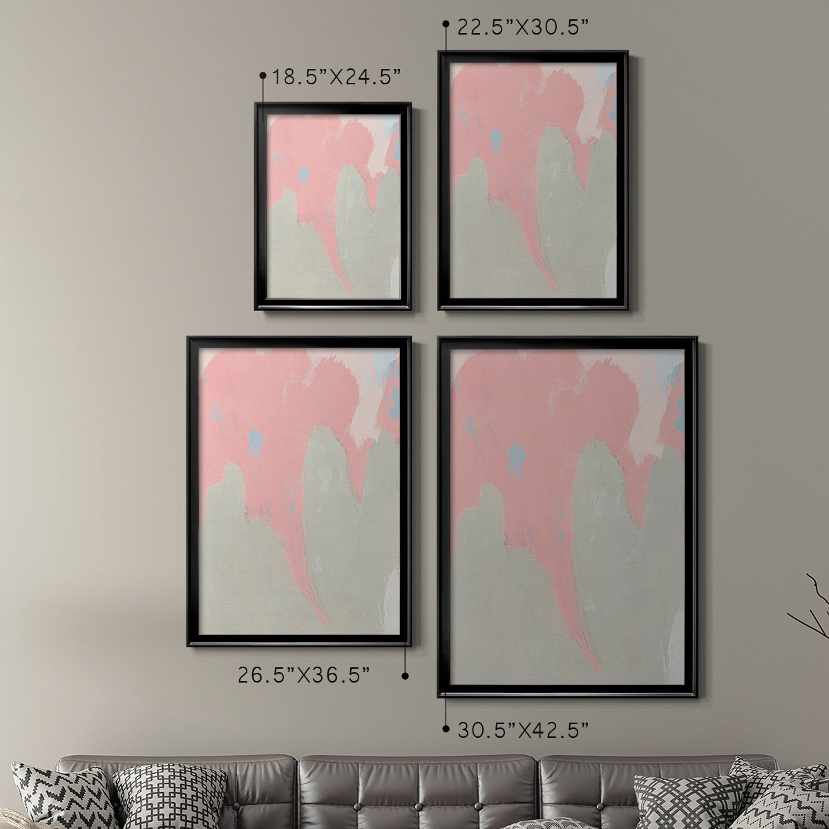 Blushing Abstract IV - Modern Framed Canvas Print