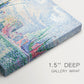 Canvas art print of a coastal cityscape with towers along waterfront, highlighting texture and gallery-wrapped edges