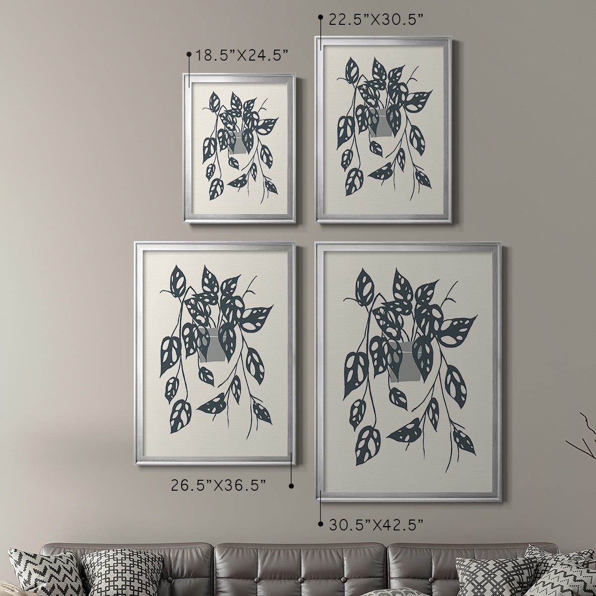 Growing Leaves V - Modern Framed Canvas Print
