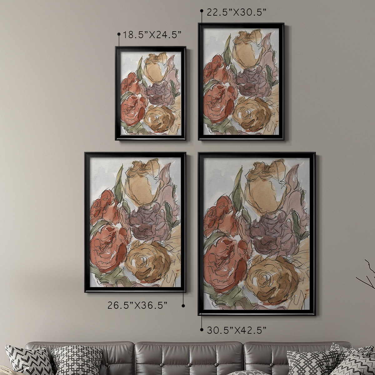 Cropped Floral Arrangement II - Modern Framed Canvas Print