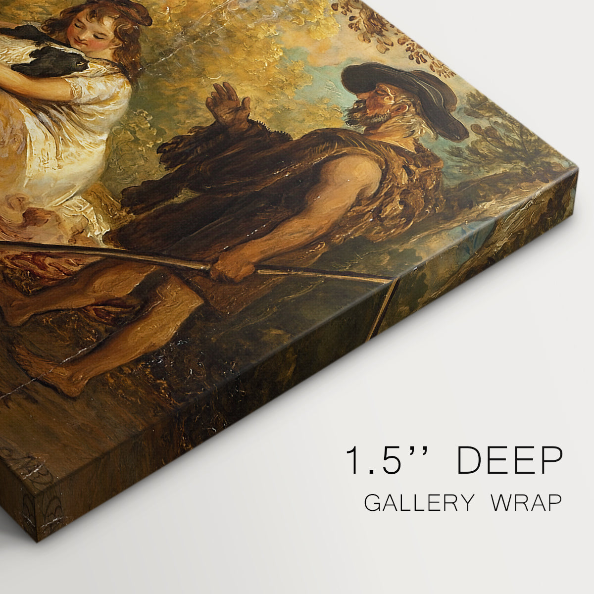 Canvas art print of dogs confronting each other in dramatic outdoor scene, highlighting texture and gallery-wrapped edges