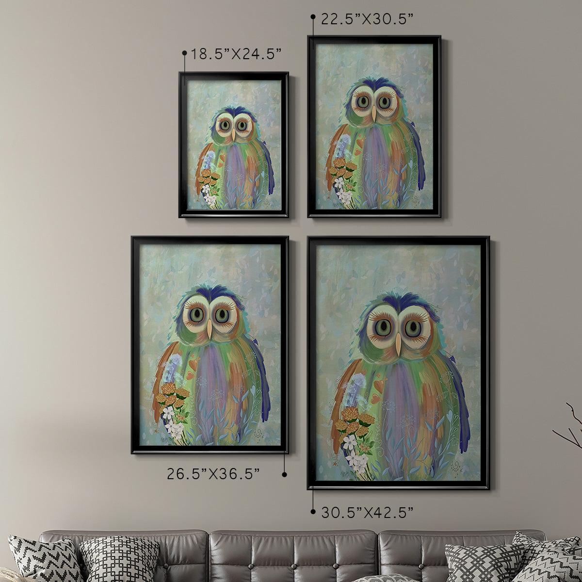 Fantastic Florals Owl - Modern Framed Canvas Print