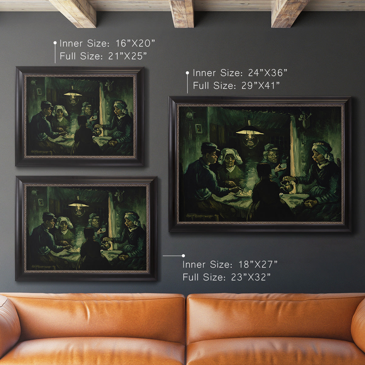 Second Study for the Potato Eaters - Ornate Framed Canvas Print