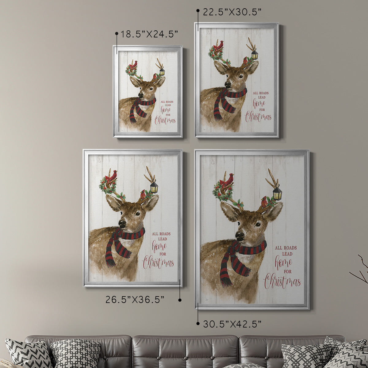 All Roads Lead Home Deer - Modern Framed Canvas Print