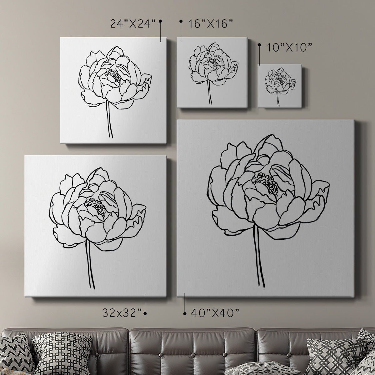 Peony Contour I - Canvas Art Print
