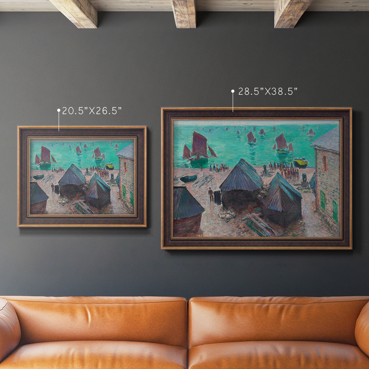 The Departure of the Boats Etretat - Ornate Framed Canvas Print