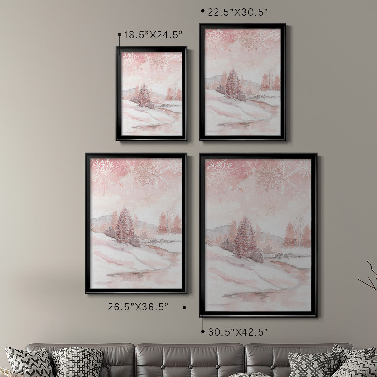 Blush Winter - Modern Framed Canvas Print