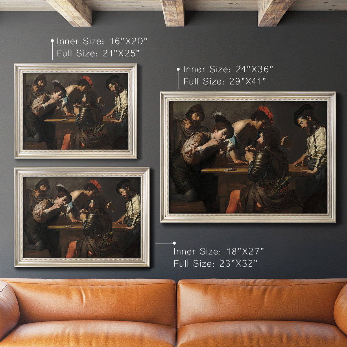 Soldiers Playing Cards and Dice (The Cheats) - Ornate Framed Canvas Print