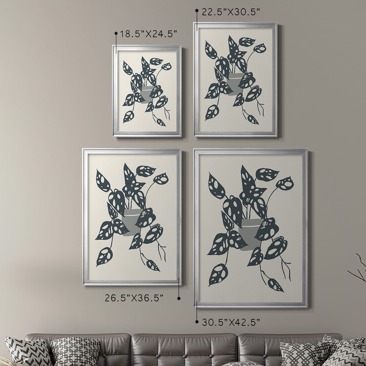 Growing Leaves IV - Modern Framed Canvas Print