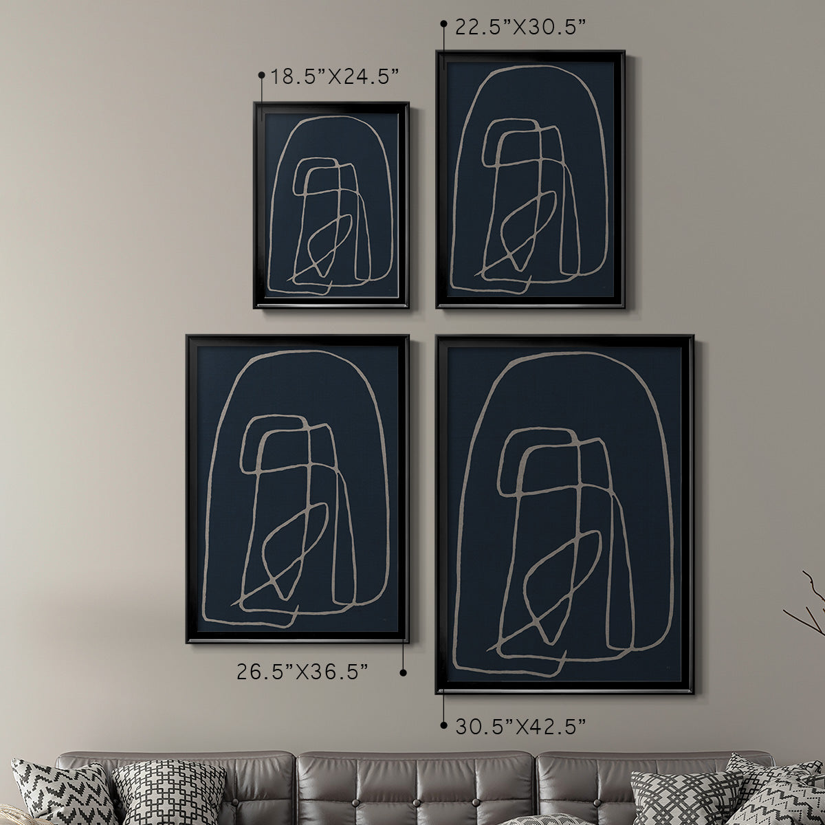Shapes and Night Sky I - Modern Framed Canvas Print