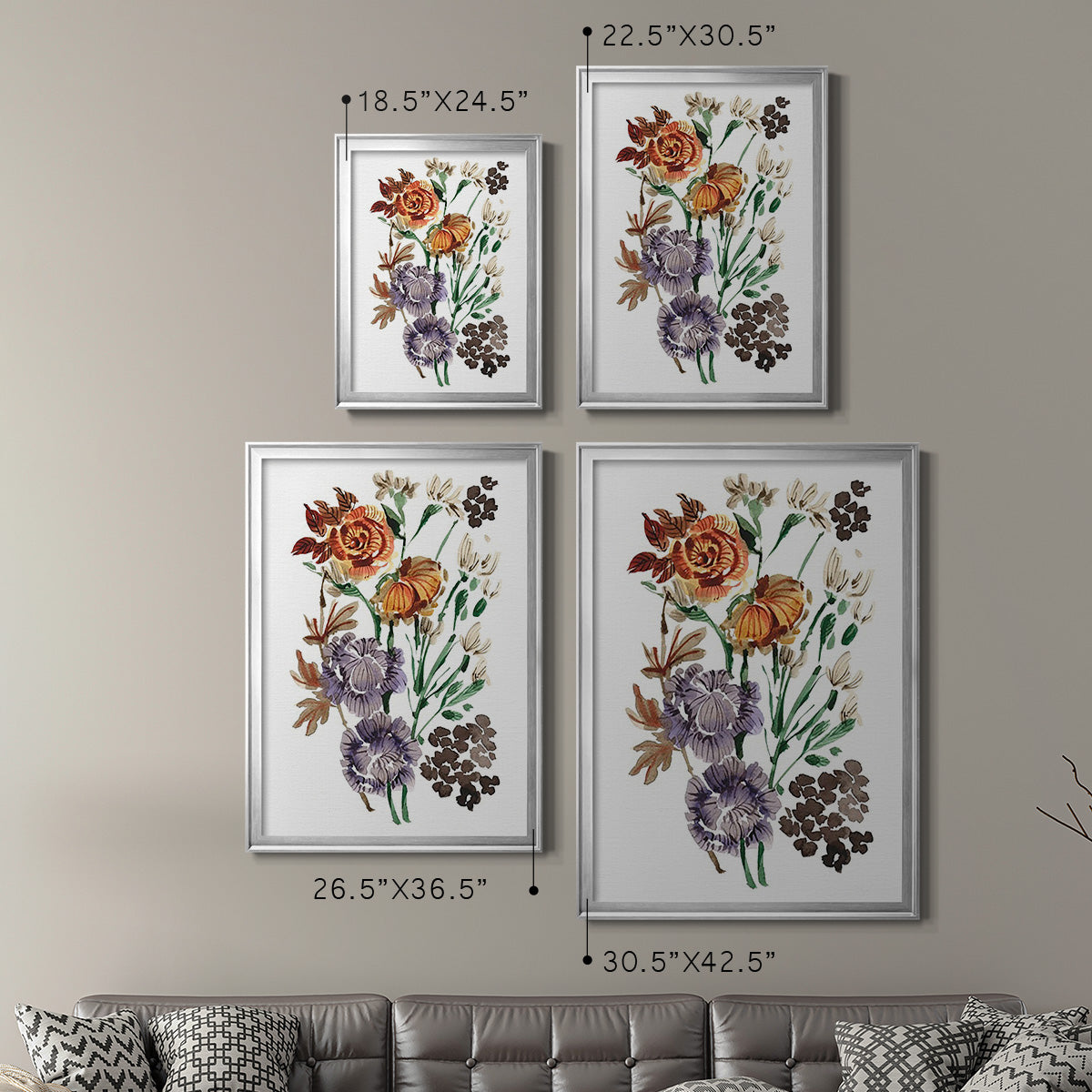Garden Bouquets I - Modern Framed Canvas Print