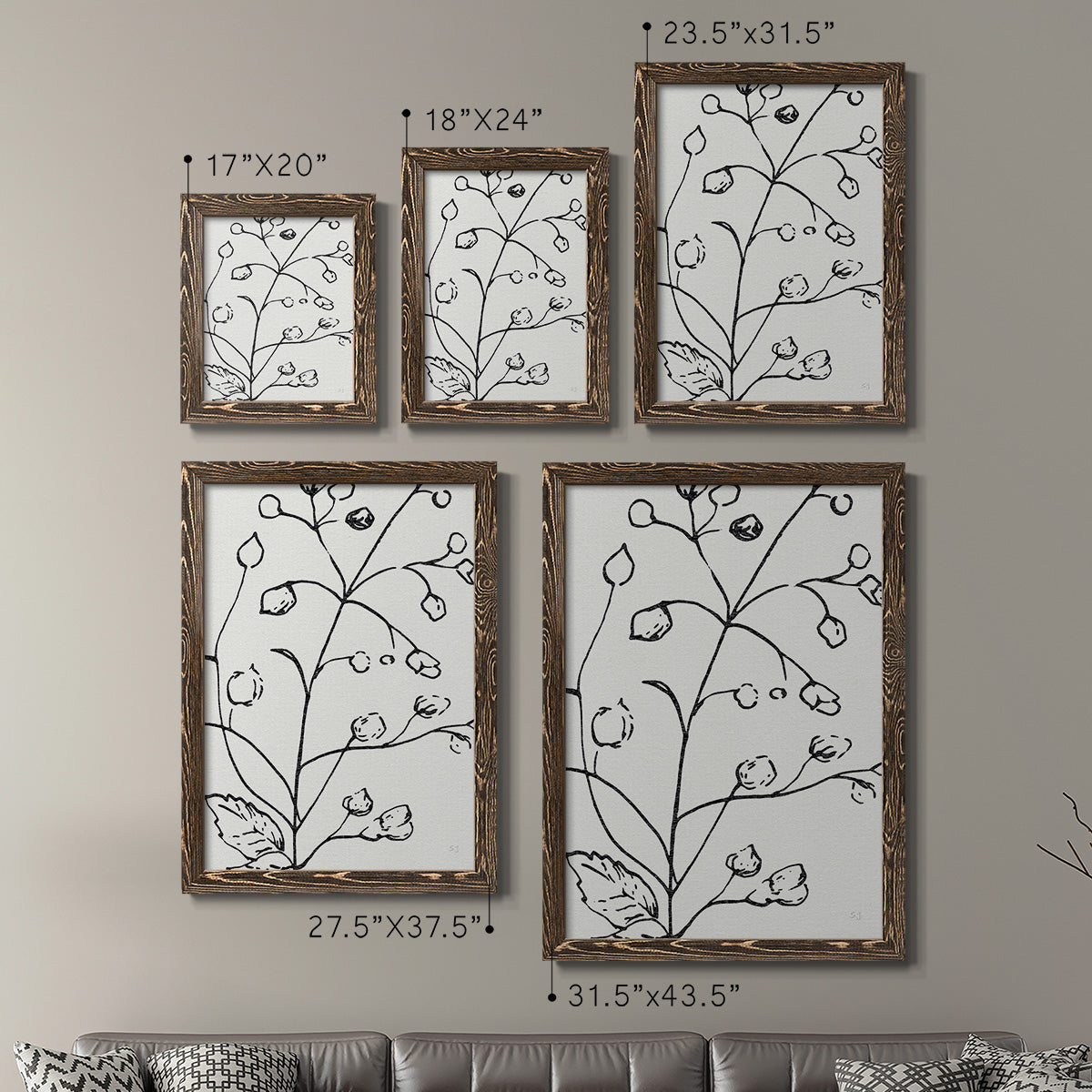 Botanical Sketch I   - Premium Framed Canvas 2 Piece Set - Ready to Hang