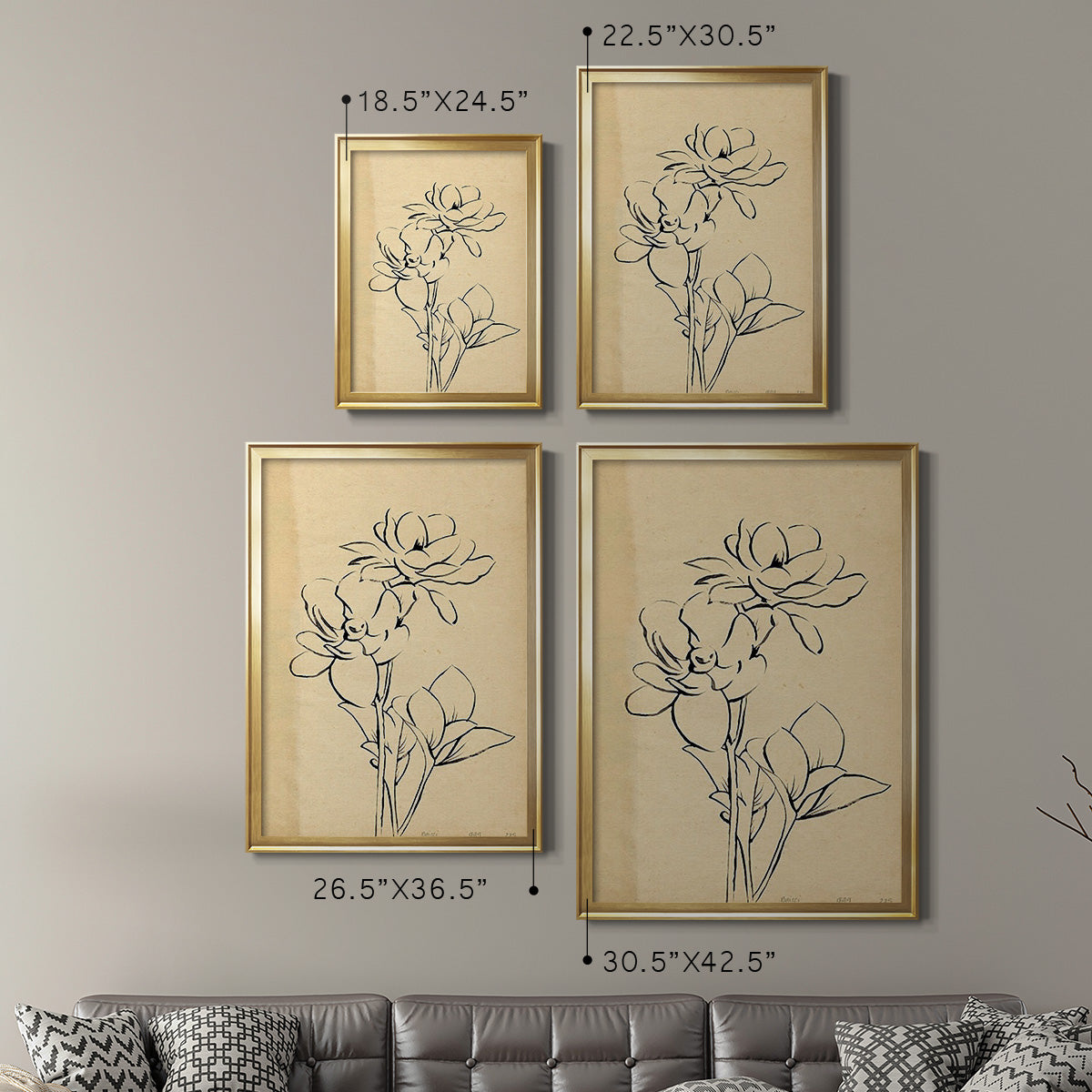 Magnolia Sketch II - Modern Framed Canvas Print