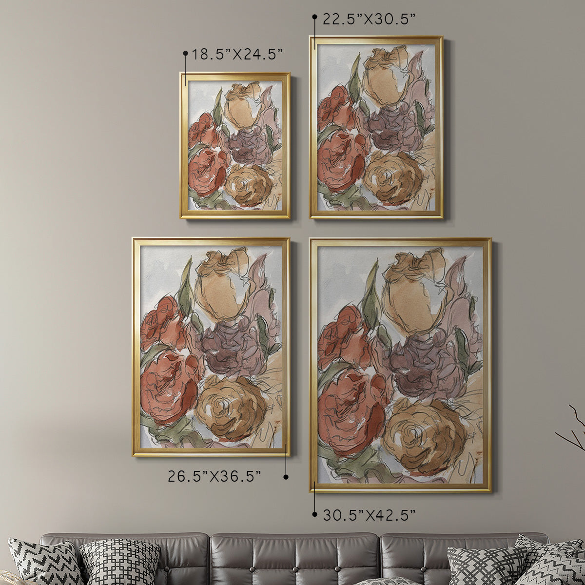 Cropped Floral Arrangement II - Modern Framed Canvas Print