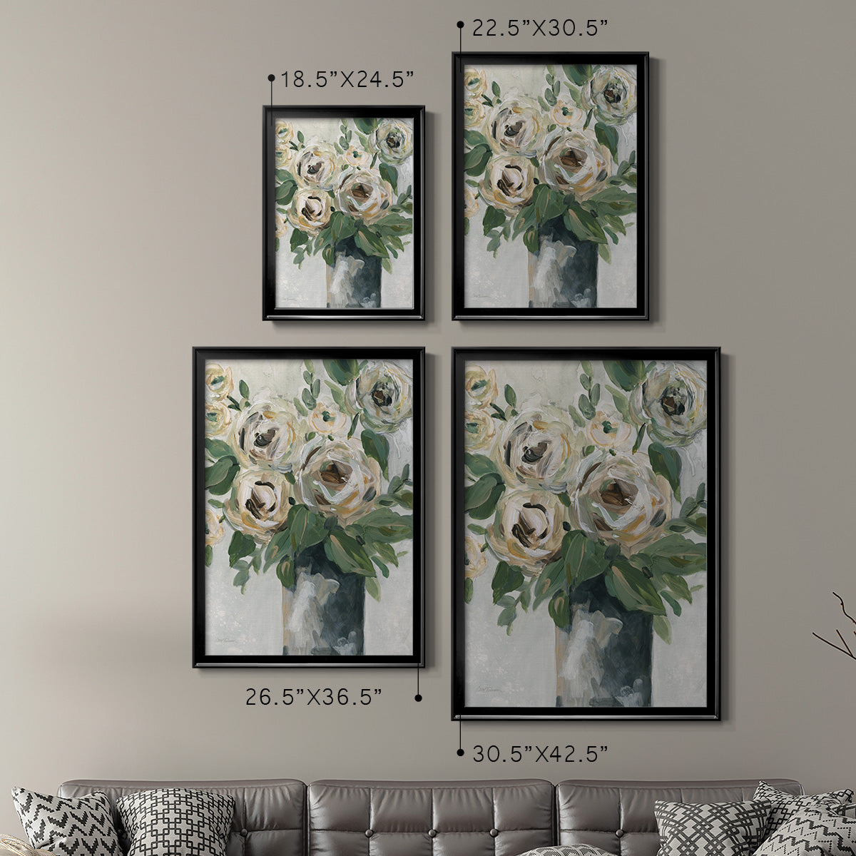 Floral Depth - Modern Framed Canvas Print