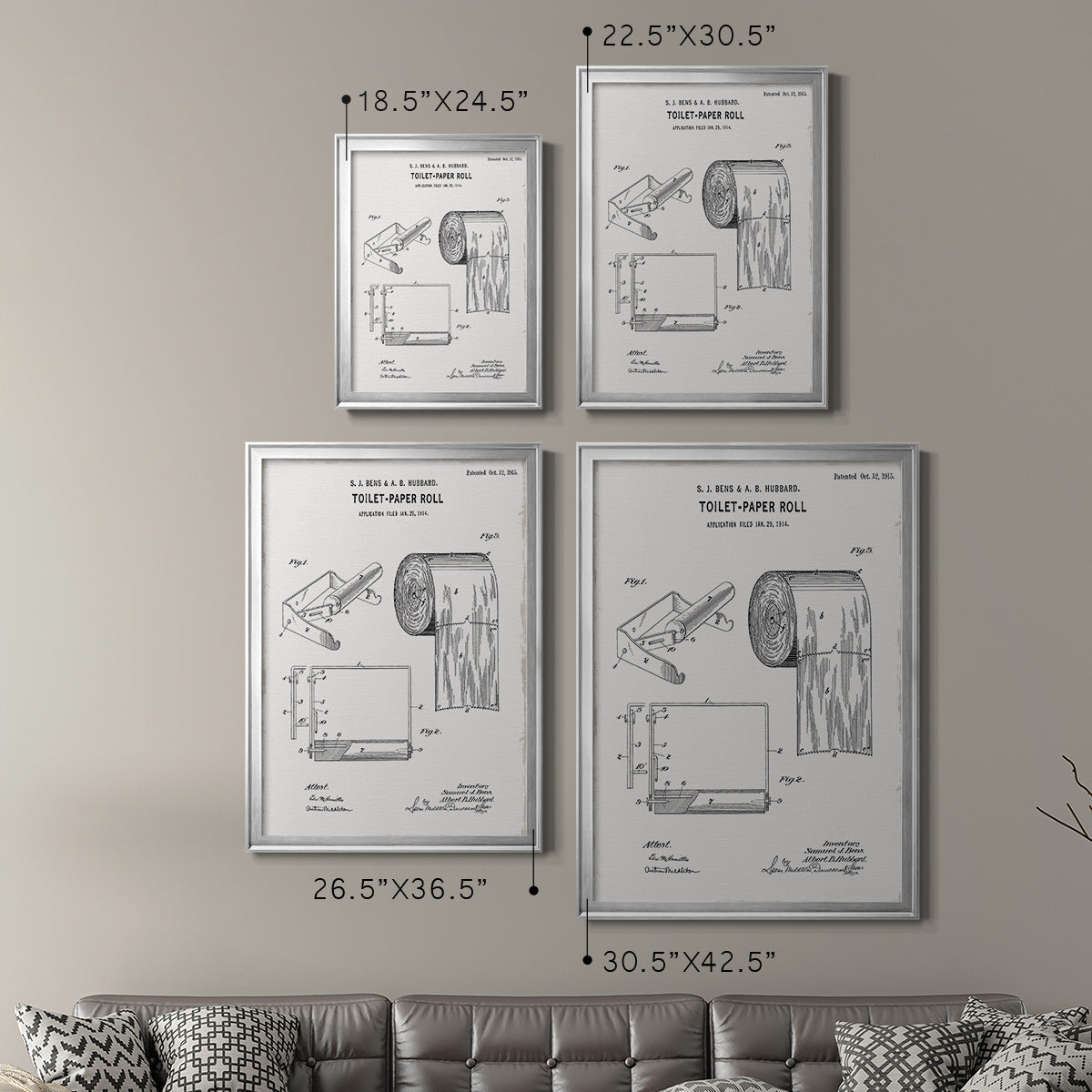 Toilet Paper Patent I - Modern Framed Canvas Print