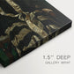 Close-up of a gallery-wrapped canvas corner showing a dignified composition with smooth tones, highlighting texture and print detail.