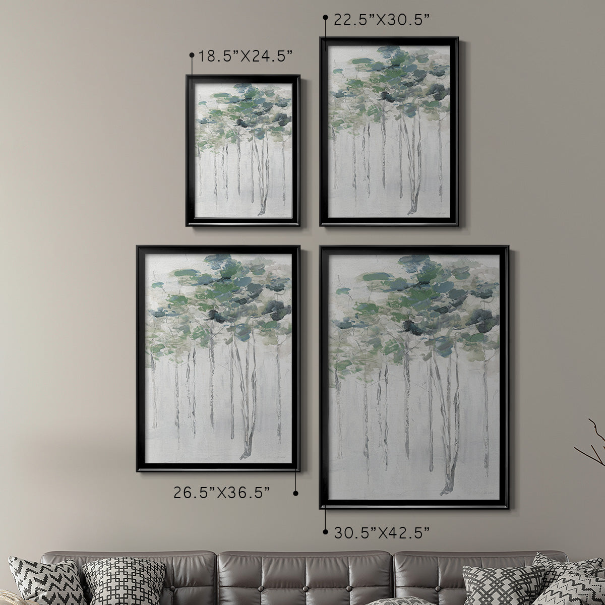 Impasto Tree Line II - Modern Framed Canvas Print