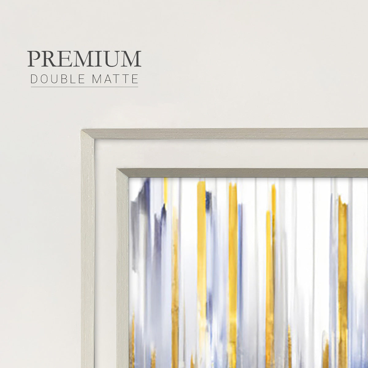 Blue and Gold Abstract V - Double Matboard Framed Print